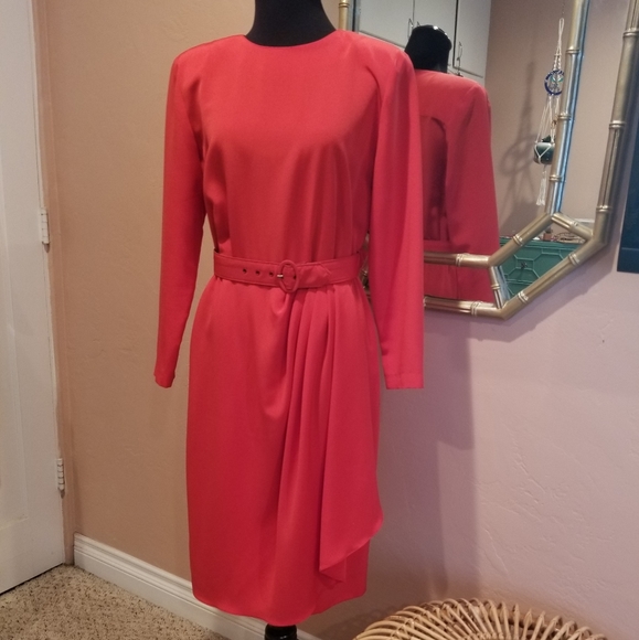 Vintage Bright Red 80s Dress - Picture 9 of 9